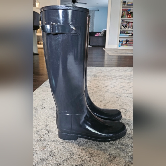 Hunter tall rain boots, grey, sz US 8, EU 39 - Picture 3 of 6